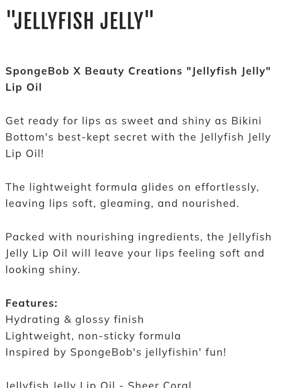 Beauty Creations X Spongebob Squarepants PH Lip Oil